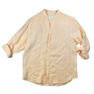 Baird Mcnutt Peach Linen Rolled Sleeve Top - L